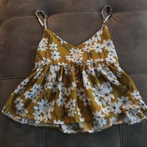Yellow floral tank top